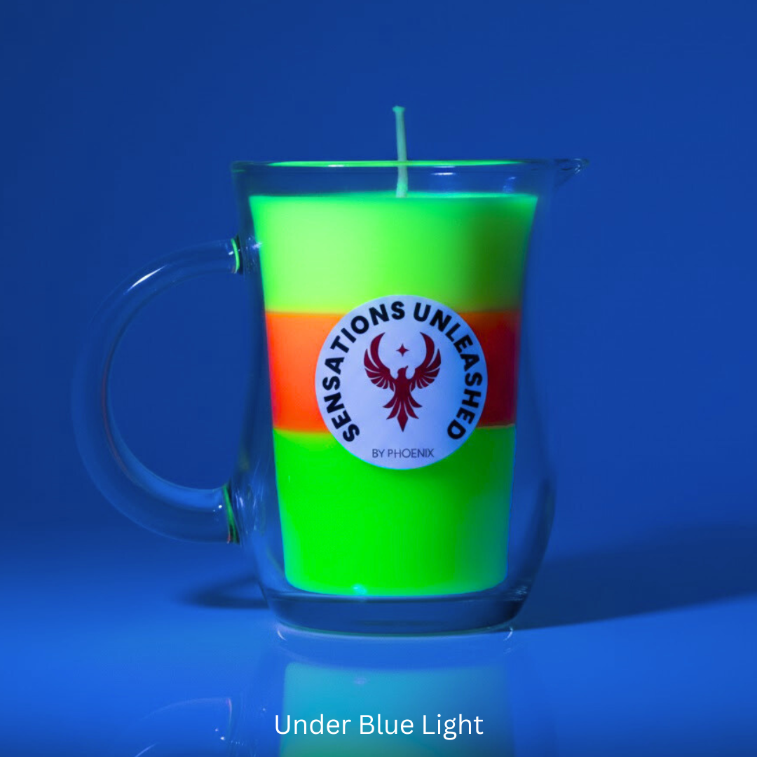 Sensations Unleashed BDSM UV Wax Play Glass Jar Candle with Handle In India - Triple Colour